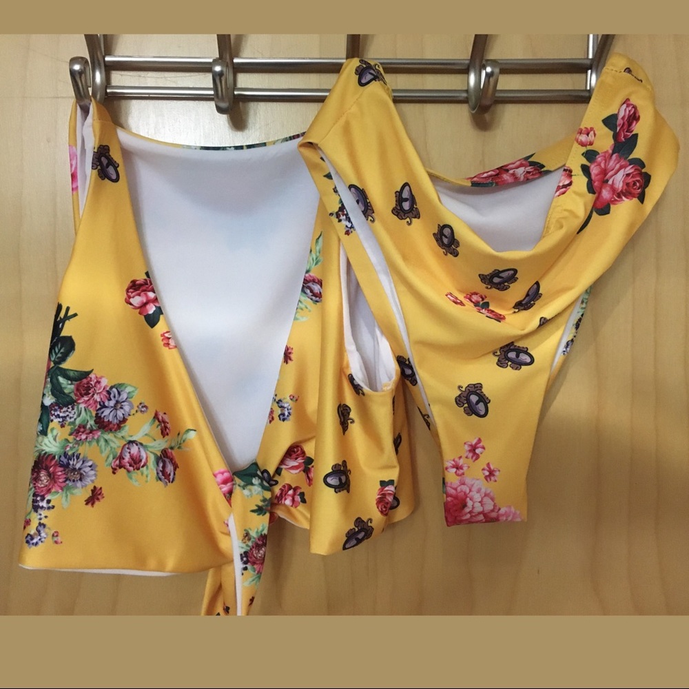 2 Piece High Waisted/Rise Bikini Swimsuit Floral
